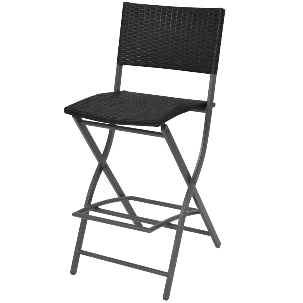 7-delige Tuinset inklapbaar staal poly rattan zwart is nu te koop bij PeponiXL, paradijselijk wonen!