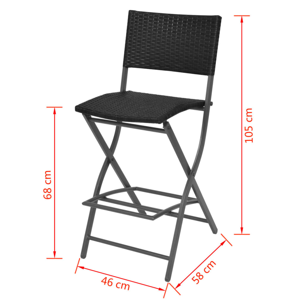 7-delige Tuinset inklapbaar staal poly rattan zwart is nu te koop bij PeponiXL, paradijselijk wonen!