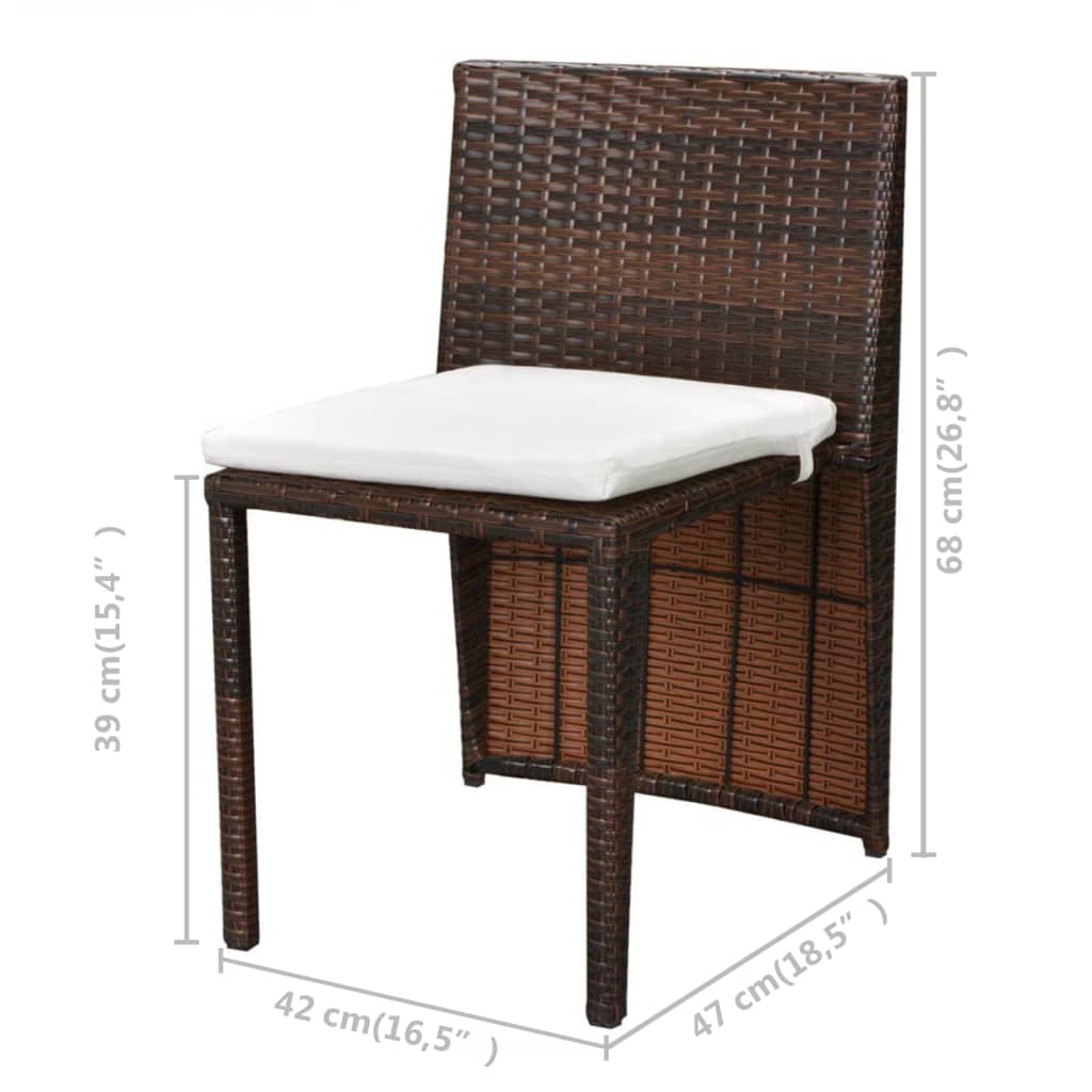 3-delige Bistroset met kussens poly rattan bruin is nu te koop bij PeponiXL, paradijselijk wonen!