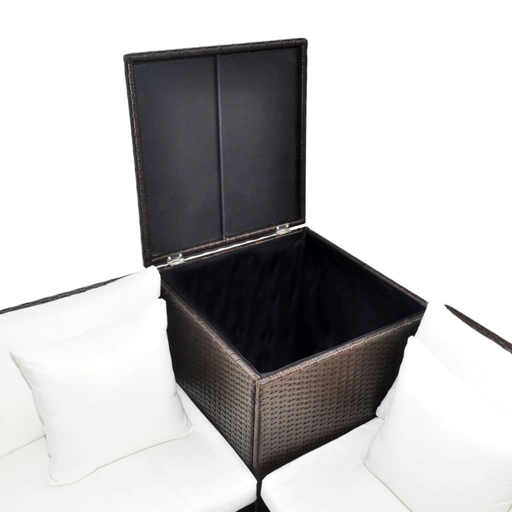 4-delige Loungeset met kussens poly rattan bruin is nu te koop bij PeponiXL, paradijselijk wonen!