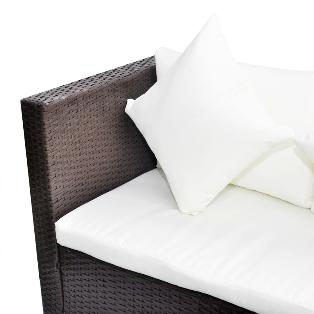4-delige Loungeset met kussens poly rattan bruin is nu te koop bij PeponiXL, paradijselijk wonen!