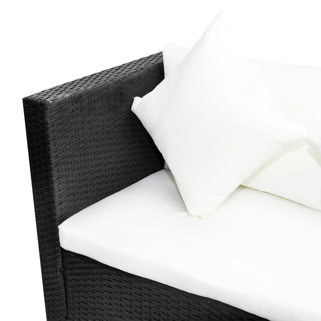 4-delige Loungeset met kussens poly rattan zwart is nu te koop bij PeponiXL, paradijselijk wonen!