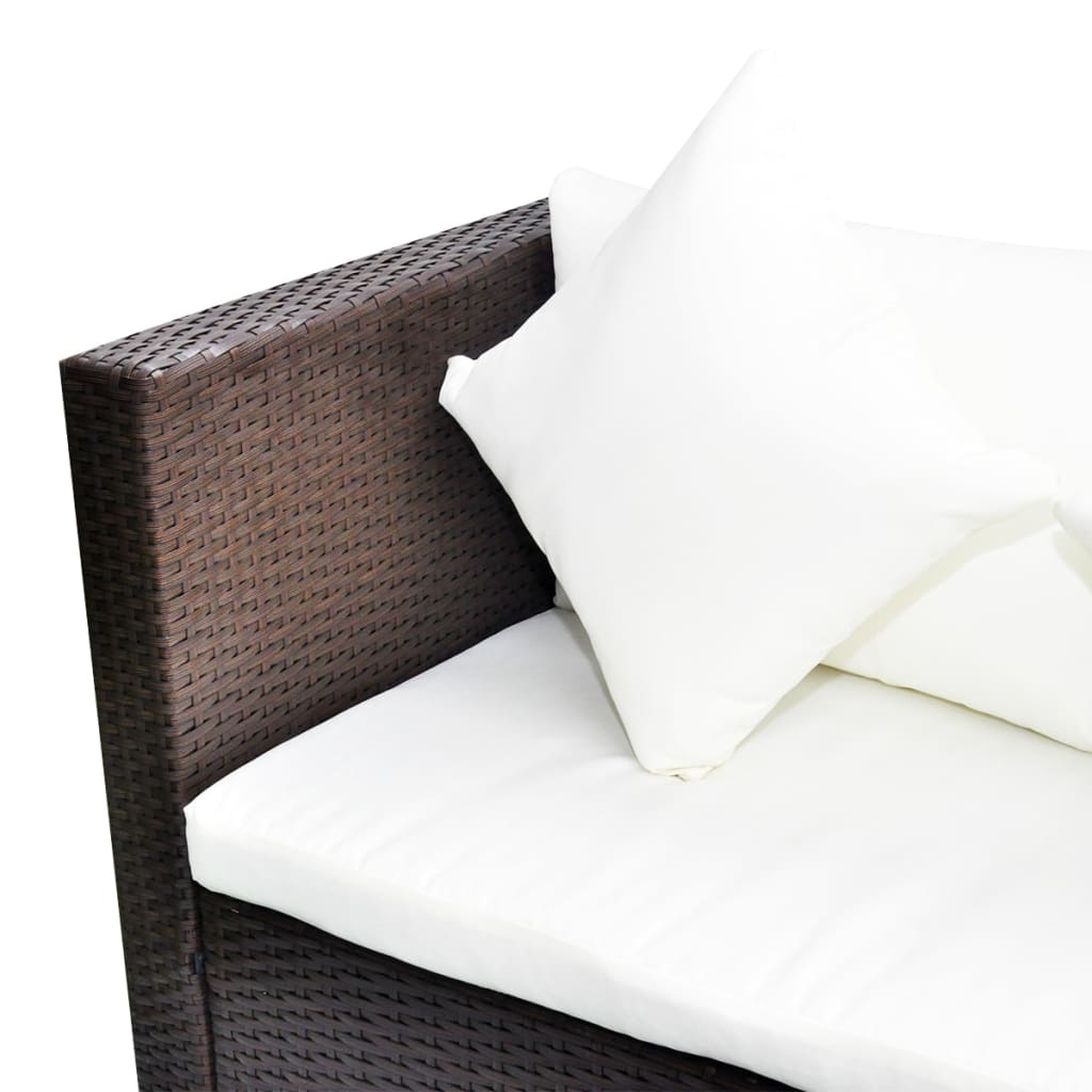 4-delige Loungeset met kussens poly rattan bruin is nu te koop bij PeponiXL, paradijselijk wonen!
