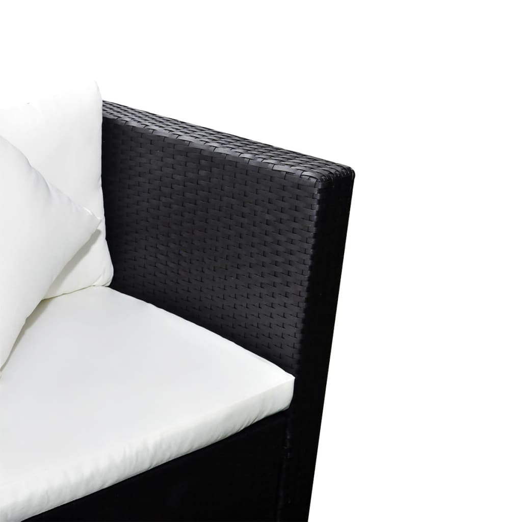 4-delige Loungeset met kussens poly rattan zwart is nu te koop bij PeponiXL, paradijselijk wonen!