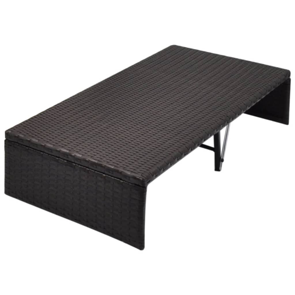 Tuinbed met luifel 190x130 cm poly rattan bruin is nu te koop bij PeponiXL, paradijselijk wonen!
