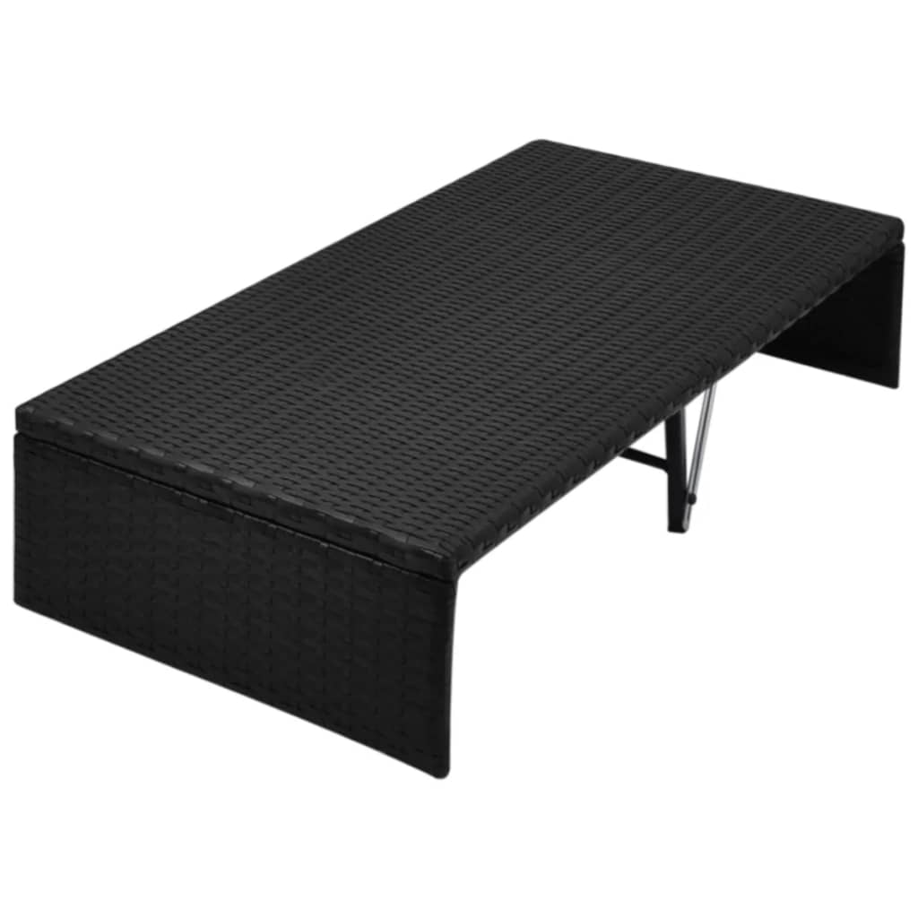 Tuinbed met luifel 190x130 cm poly rattan zwart is nu te koop bij PeponiXL, paradijselijk wonen!
