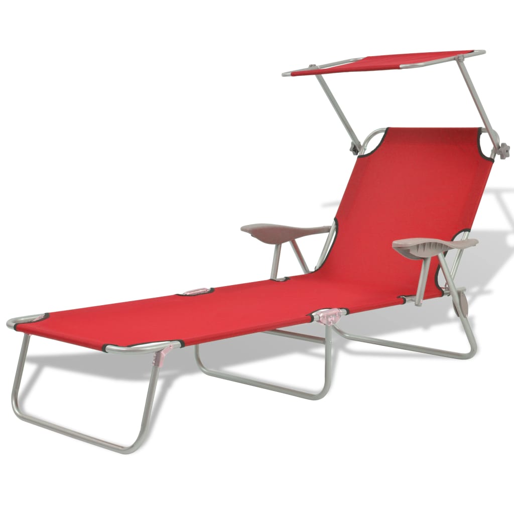Ligbed met luifel staal rood is nu te koop bij PeponiXL, paradijselijk wonen!