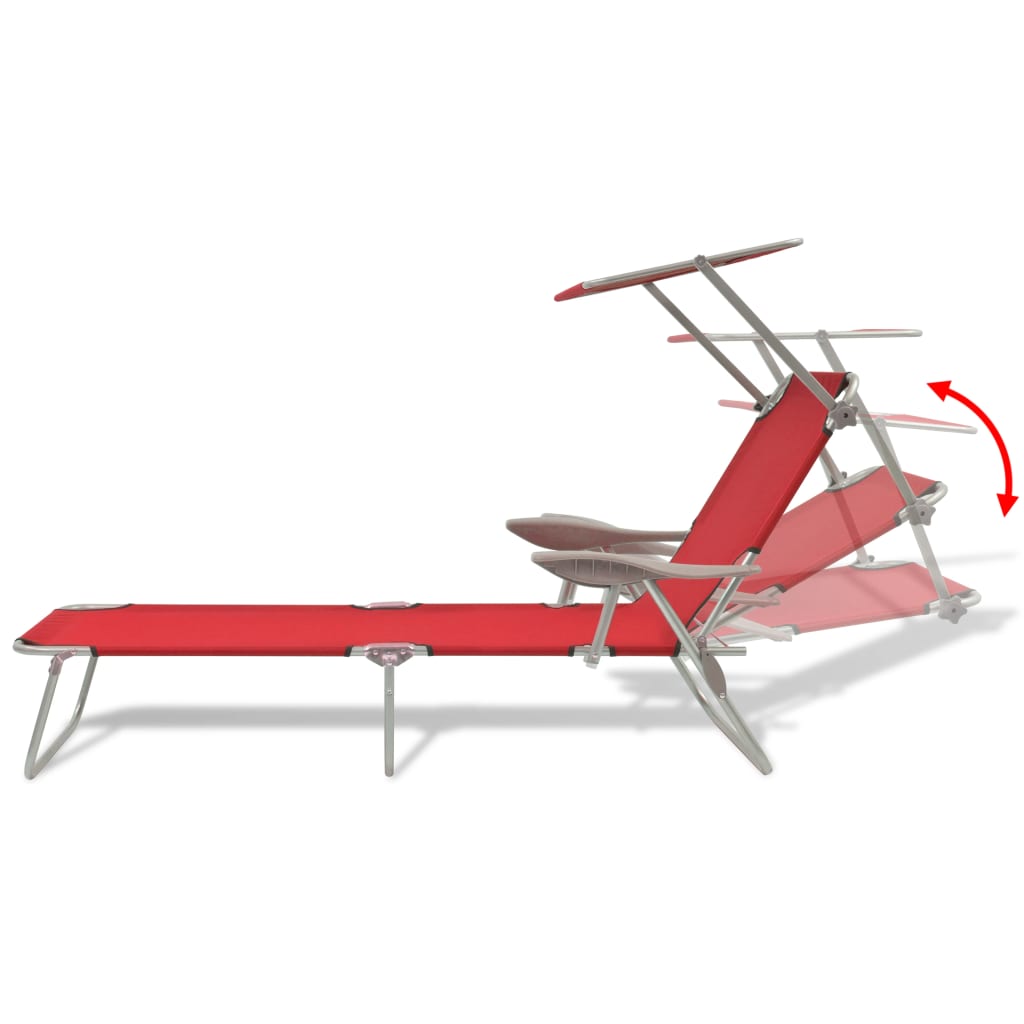 Ligbed met luifel staal rood is nu te koop bij PeponiXL, paradijselijk wonen!