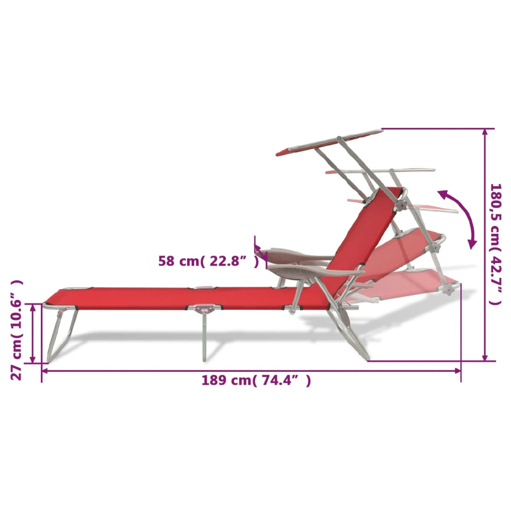 Ligbed met luifel staal rood is nu te koop bij PeponiXL, paradijselijk wonen!