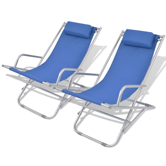 Terrasstoelen verstelbaar 2 st staal blauw is nu te koop bij PeponiXL, paradijselijk wonen!