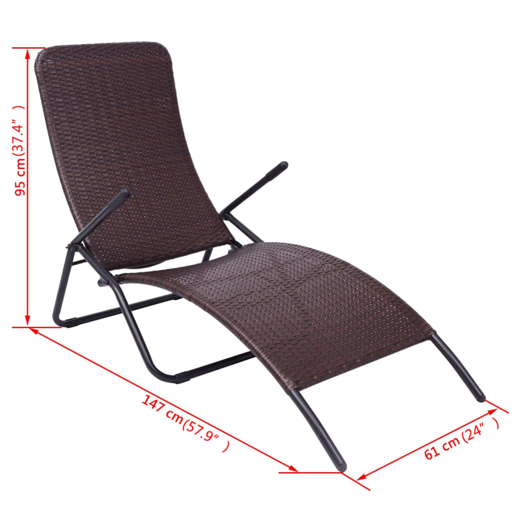 Inklapbaar ligbed poly rattan bruin is nu te koop bij PeponiXL, paradijselijk wonen!