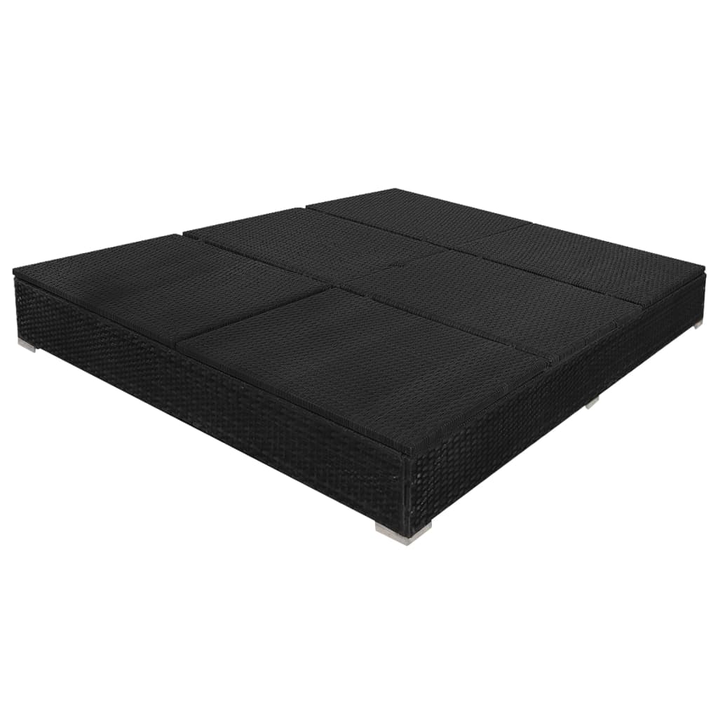 Loungebed met parasol poly rattan zwart is nu te koop bij PeponiXL, paradijselijk wonen!