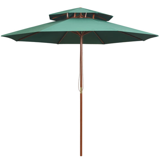 Dubbeldekker parasol 270x270 cm houten paal groen is nu te koop bij PeponiXL, paradijselijk wonen!
