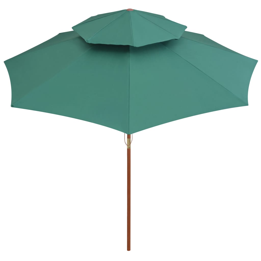 Dubbeldekker parasol 270x270 cm houten paal groen is nu te koop bij PeponiXL, paradijselijk wonen!