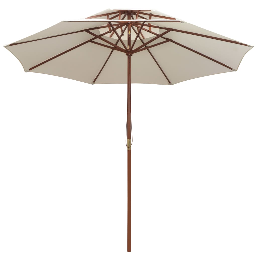 Dubbeldekker parasol 270x270 cm houten paal crèmewit is nu te koop bij PeponiXL, paradijselijk wonen!