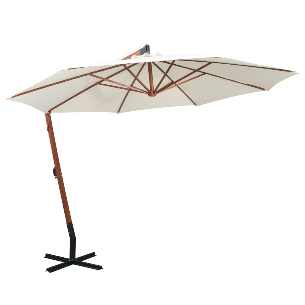 Zweefparasol met houten paal 350 cm wit is nu te koop bij PeponiXL, paradijselijk wonen!