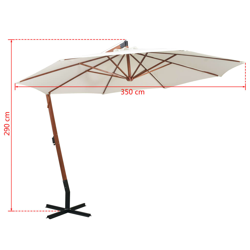 Zweefparasol met houten paal 350 cm wit is nu te koop bij PeponiXL, paradijselijk wonen!