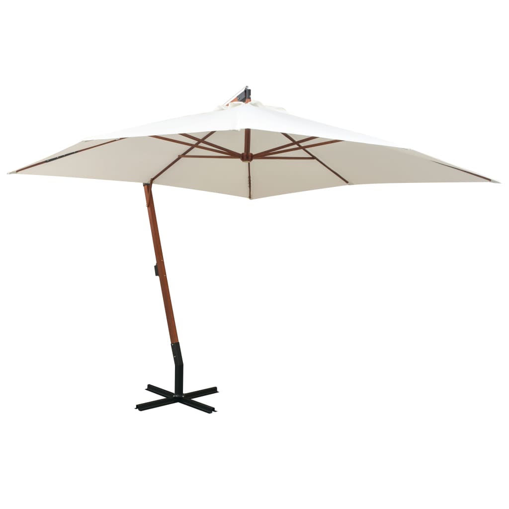 Zweefparasol met houten paal 300x300 cm wit is nu te koop bij PeponiXL, paradijselijk wonen!