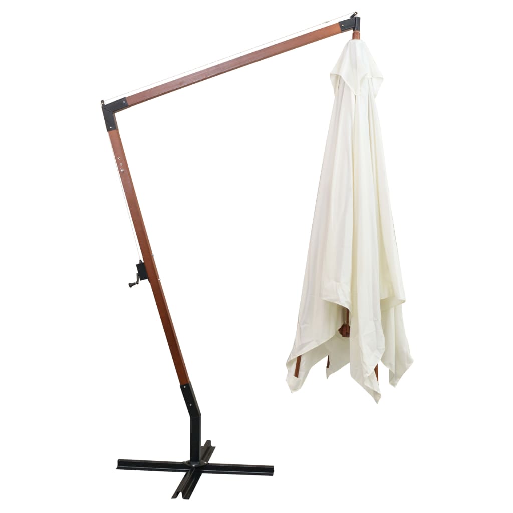 Zweefparasol met houten paal 300x300 cm wit is nu te koop bij PeponiXL, paradijselijk wonen!