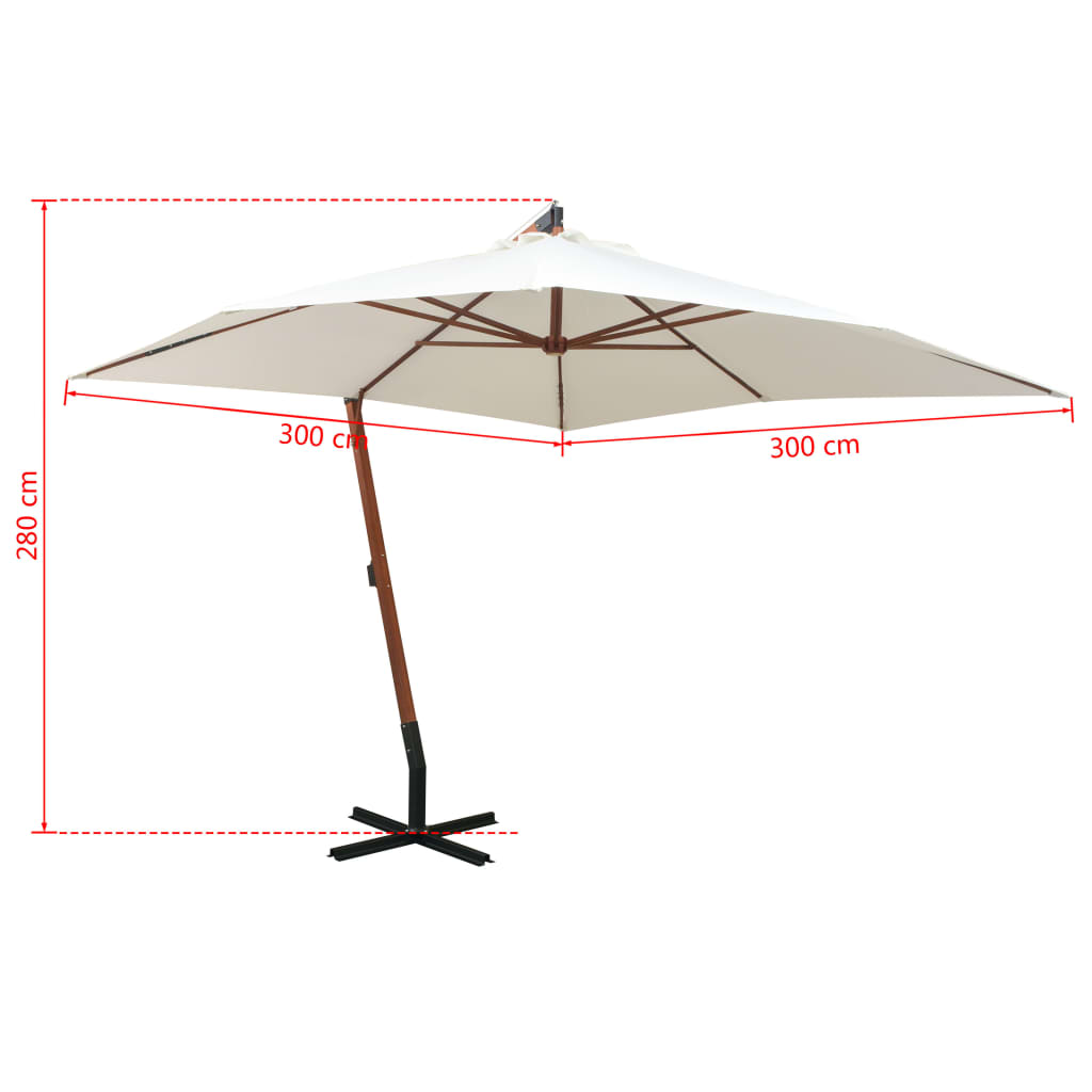 Zweefparasol met houten paal 300x300 cm wit is nu te koop bij PeponiXL, paradijselijk wonen!