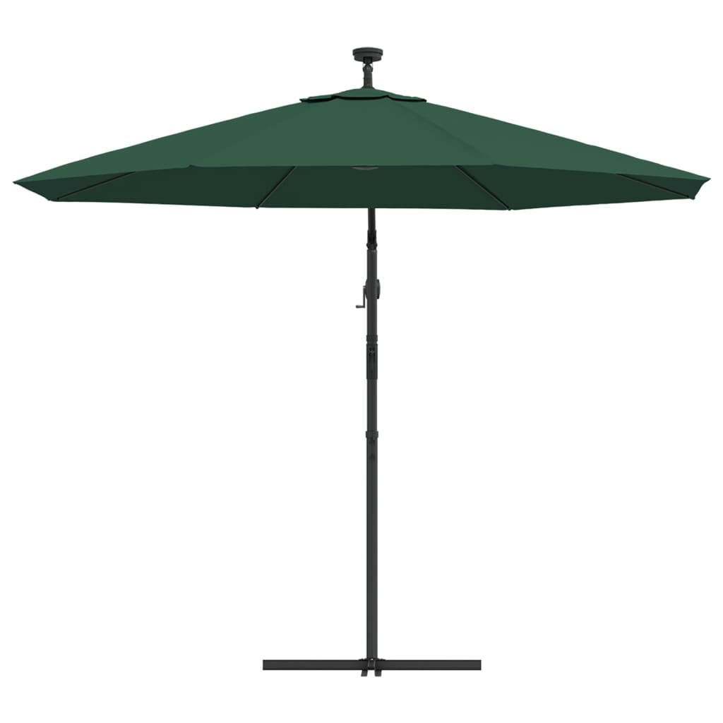 Zweefparasol met LED-verlichting en metalen paal 300 cm groen is nu te koop bij PeponiXL, paradijselijk wonen!