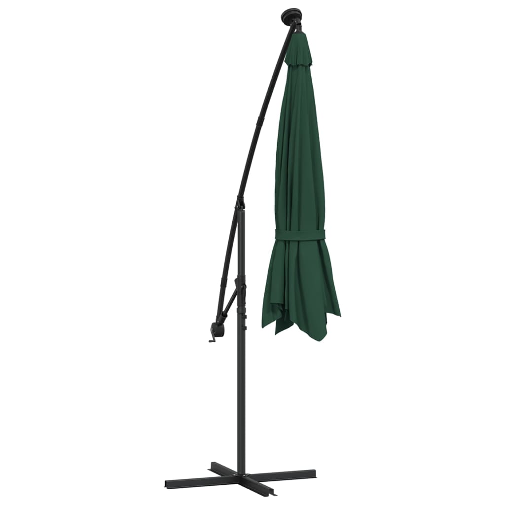 Zweefparasol met LED-verlichting en metalen paal 300 cm groen is nu te koop bij PeponiXL, paradijselijk wonen!
