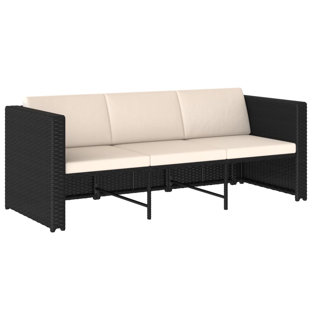 4-delige Loungeset met kussens poly rattan zwart is nu te koop bij PeponiXL, paradijselijk wonen!
