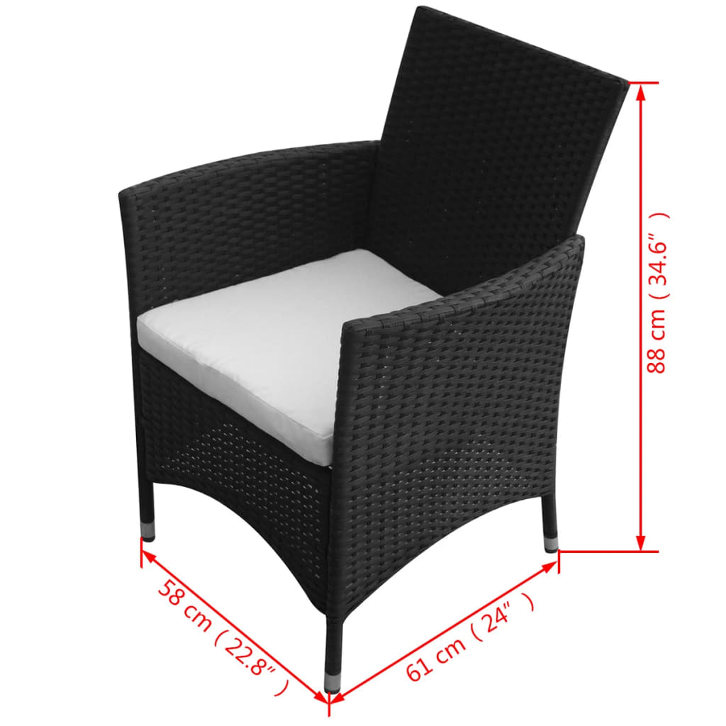 9-delige Tuinset met kussens poly rattan zwart is nu te koop bij PeponiXL, paradijselijk wonen!