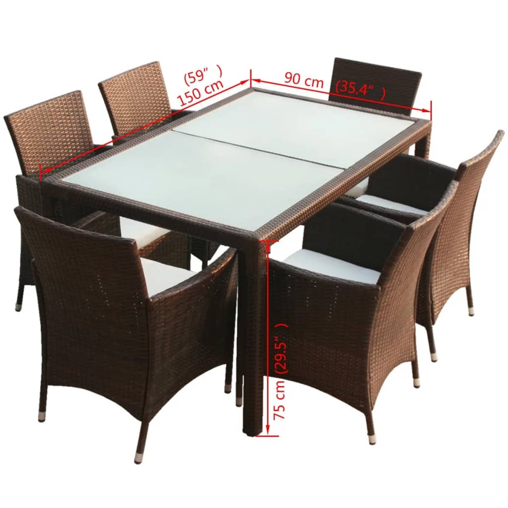 7-delige Tuinset met kussens poly rattan bruin is nu te koop bij PeponiXL, paradijselijk wonen!