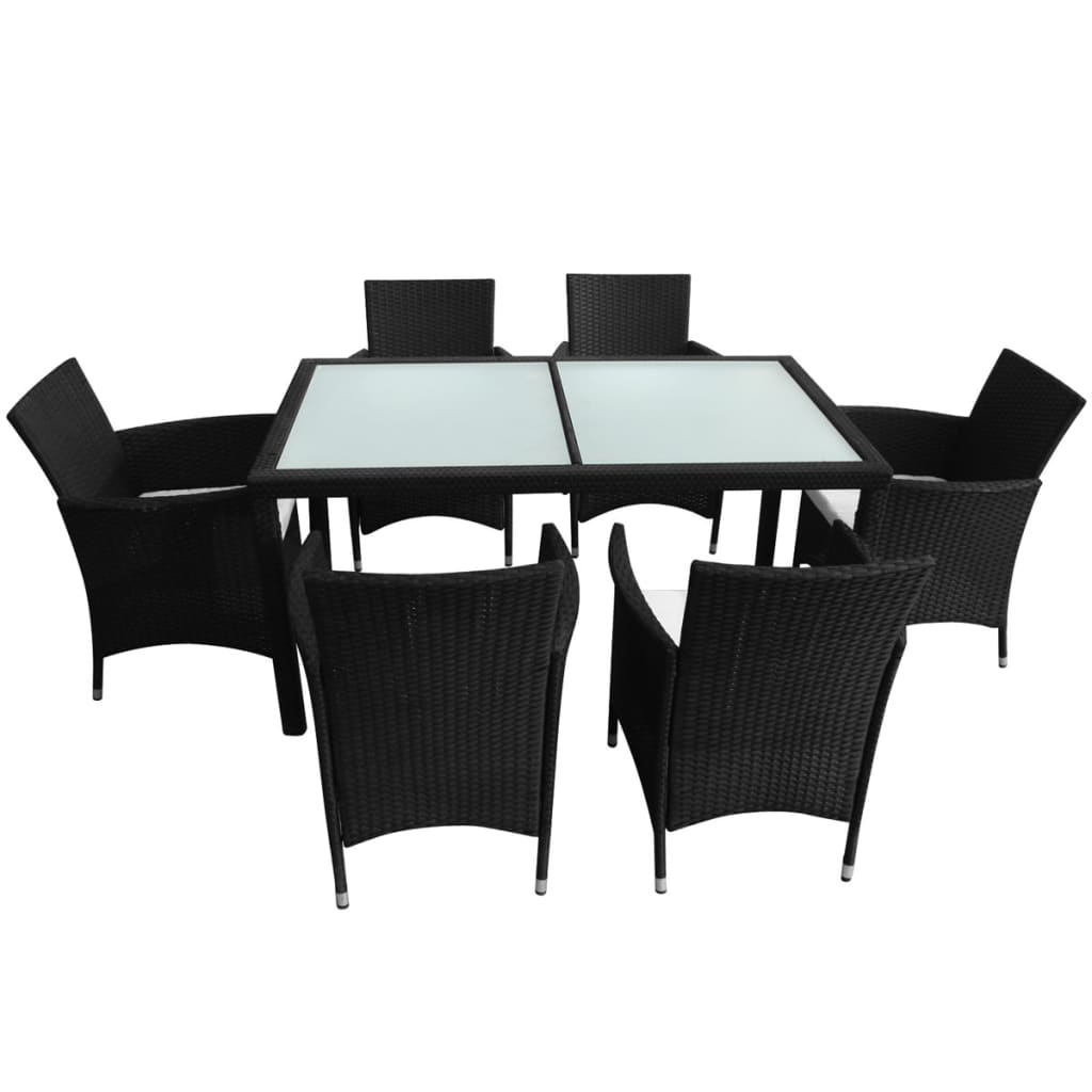 7-delige Tuinset met kussens poly rattan zwart is nu te koop bij PeponiXL, paradijselijk wonen!