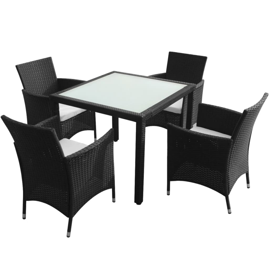 5-delige Tuinset met kussens poly rattan zwart is nu te koop bij PeponiXL, paradijselijk wonen!