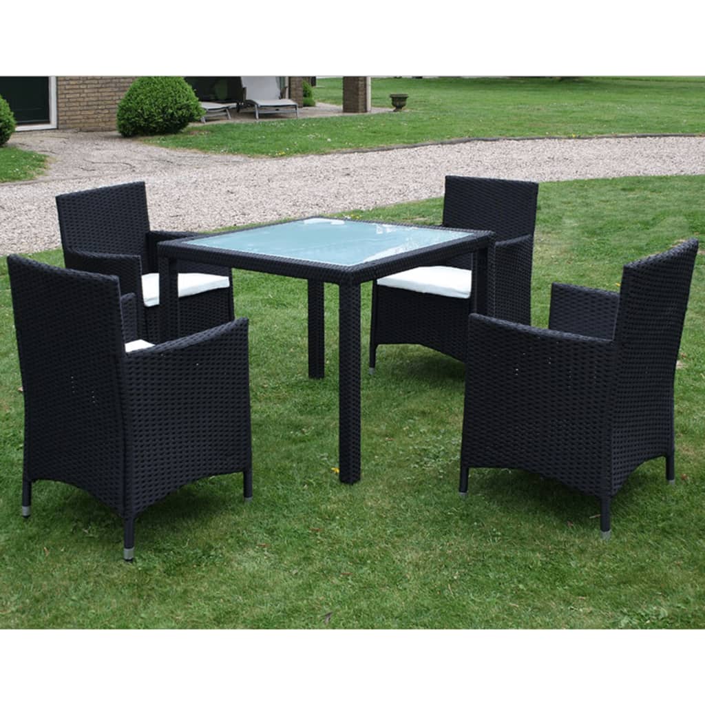 5-delige Tuinset met kussens poly rattan zwart is nu te koop bij PeponiXL, paradijselijk wonen!