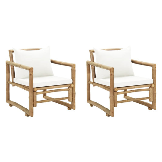 Tuinstoelen 2 st met kussens bamboe is nu te koop bij PeponiXL, paradijselijk wonen!
