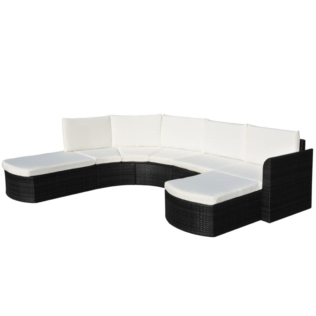 4-delige Loungeset met kussens poly rattan zwart is nu te koop bij PeponiXL, paradijselijk wonen!