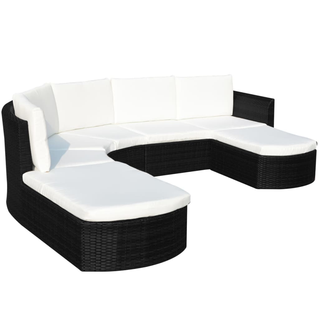 4-delige Loungeset met kussens poly rattan zwart is nu te koop bij PeponiXL, paradijselijk wonen!
