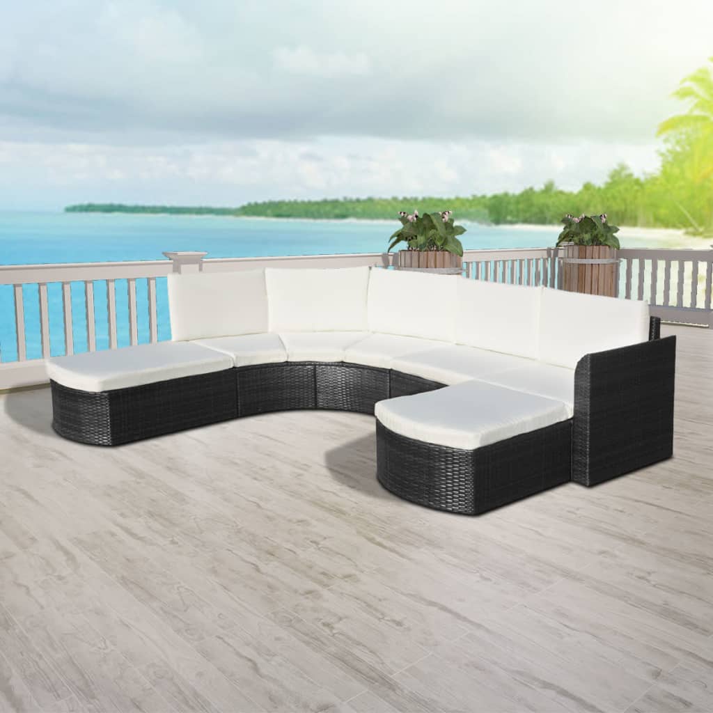 4-delige Loungeset met kussens poly rattan zwart is nu te koop bij PeponiXL, paradijselijk wonen!