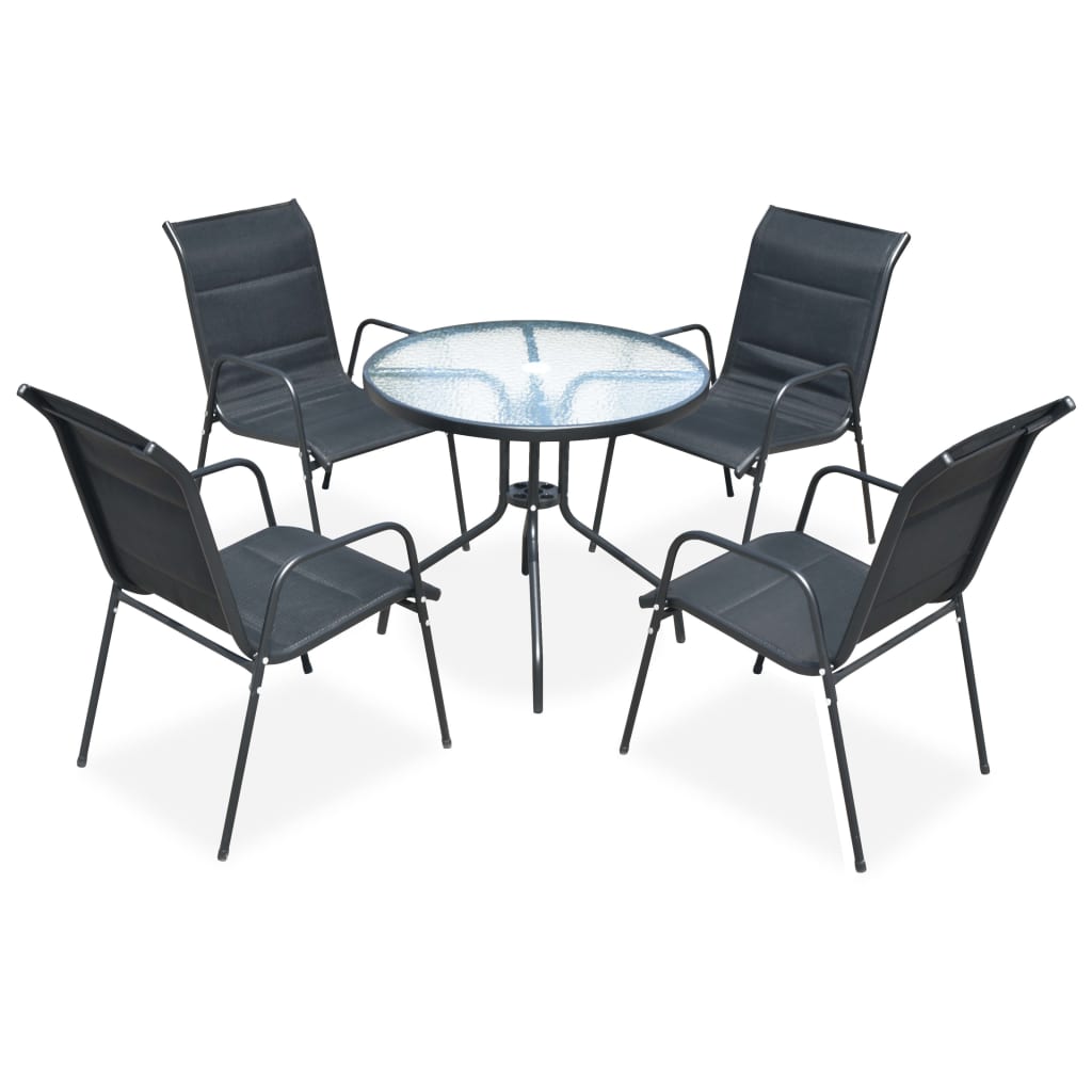 5-delige Tuinset staal zwart is nu te koop bij PeponiXL, paradijselijk wonen!