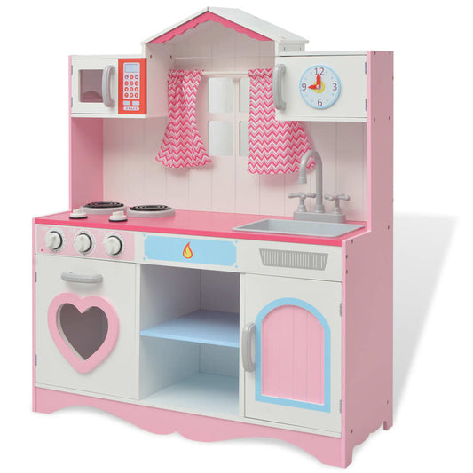 Speelgoedkeuken roze en wit 82x30x100 cm hout is nu te koop bij PeponiXL, paradijselijk wonen!