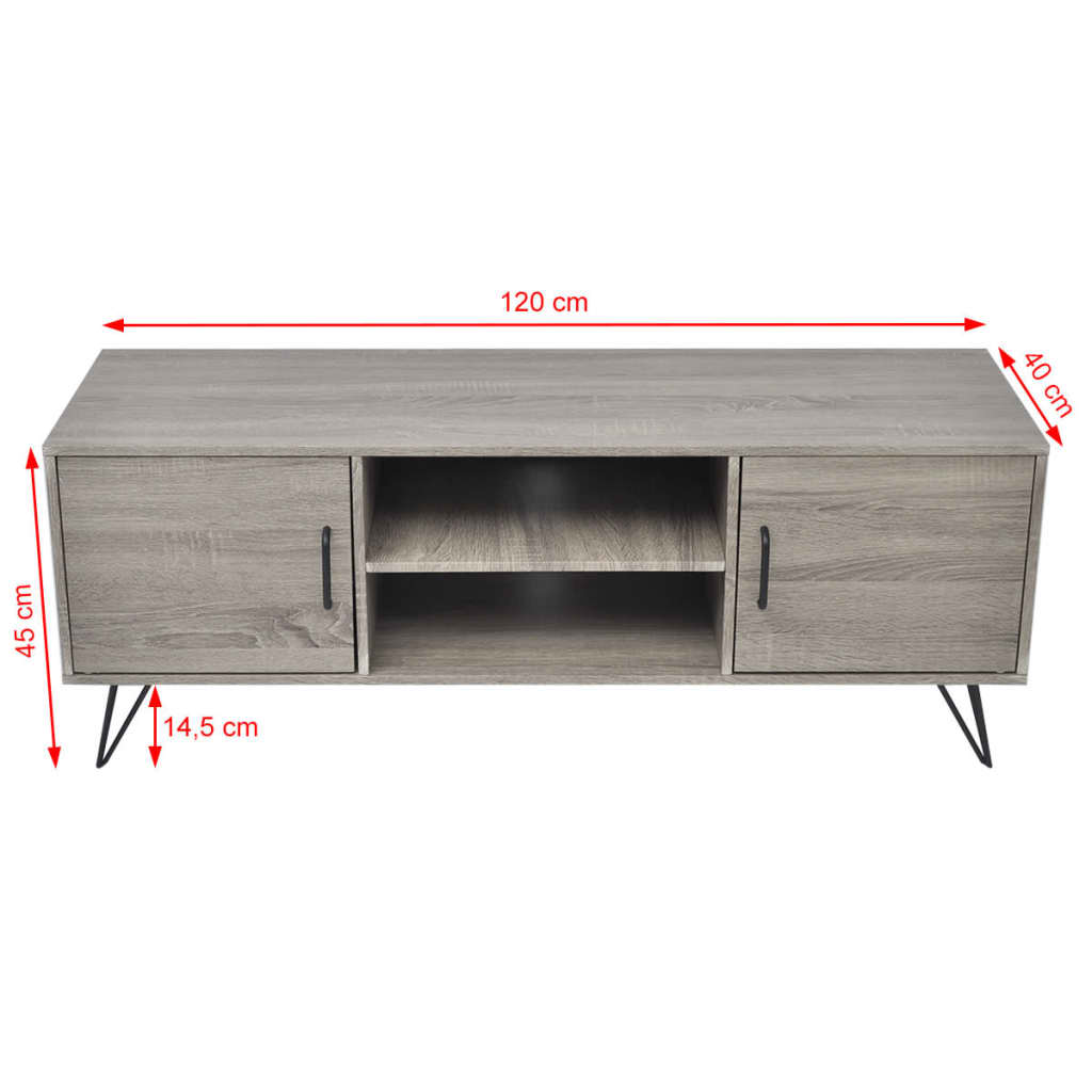 Tv-meubel 120x40x45 cm grijs is nu te koop bij PeponiXL, paradijselijk wonen!