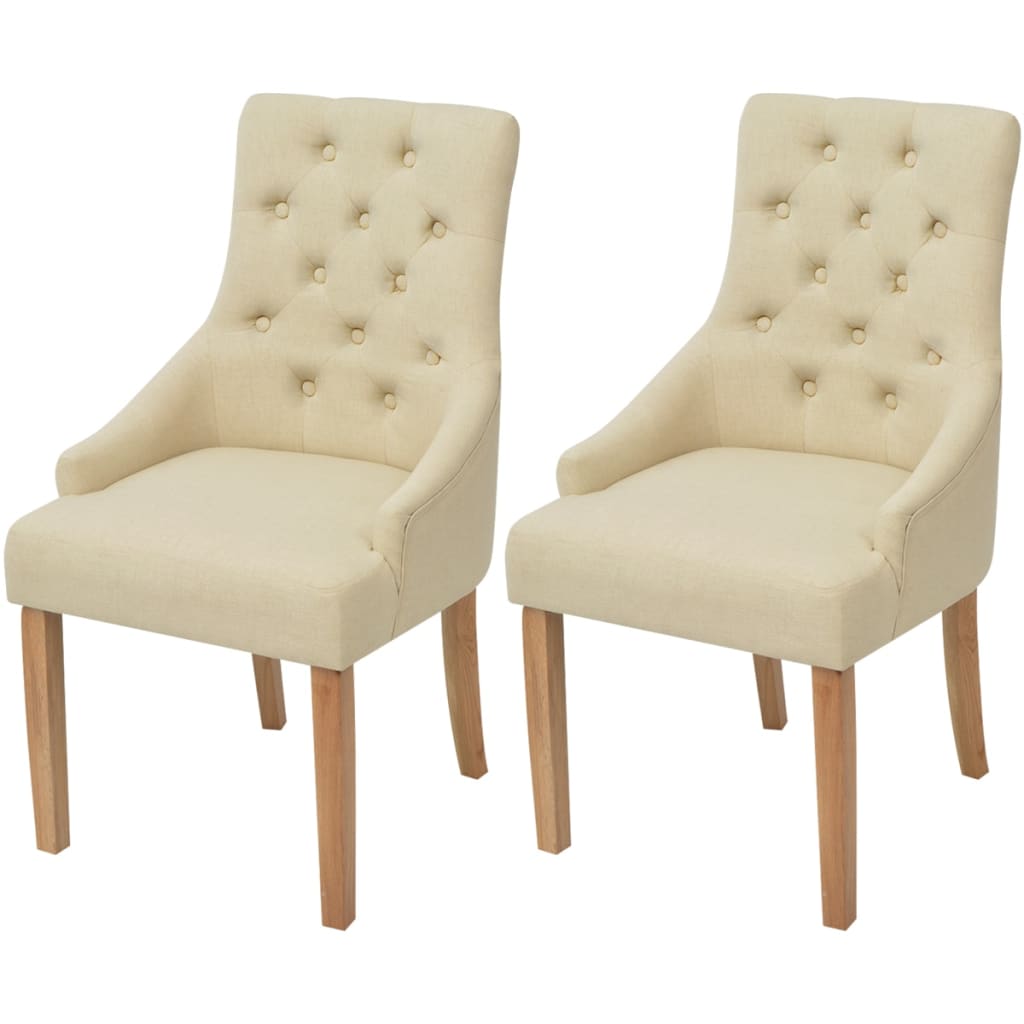 Eetkamerstoelen 2 st stof crèmekleurig is nu te koop bij PeponiXL, paradijselijk wonen!