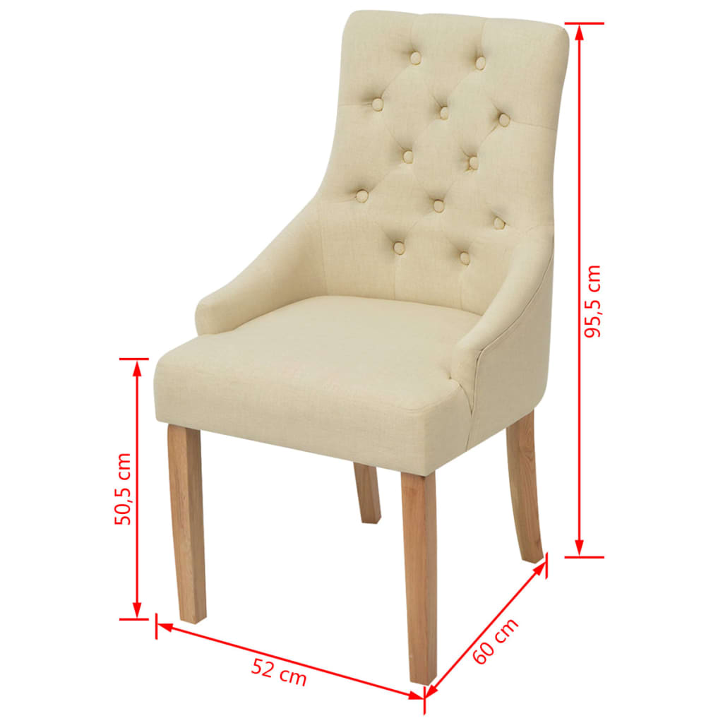 Eetkamerstoelen 2 st stof crèmekleurig is nu te koop bij PeponiXL, paradijselijk wonen!