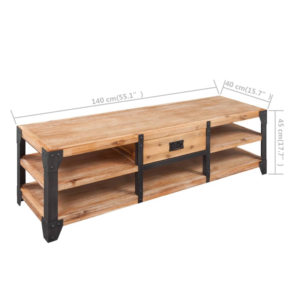Tv-meubel 140x40x45 cm massief acaciahout is nu te koop bij PeponiXL, paradijselijk wonen!