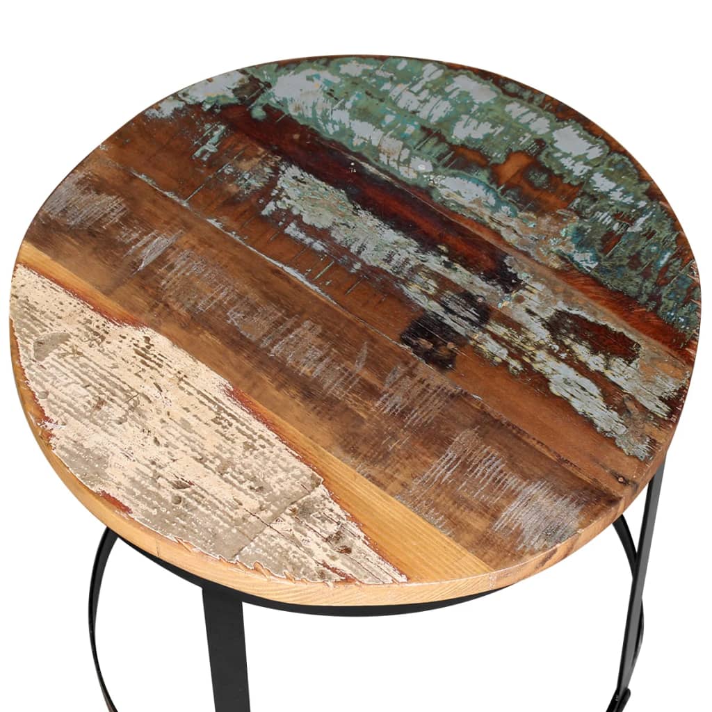 2-delige Salontafelset rond 40/50 cm massief gerecycled hout is nu te koop bij PeponiXL, paradijselijk wonen!