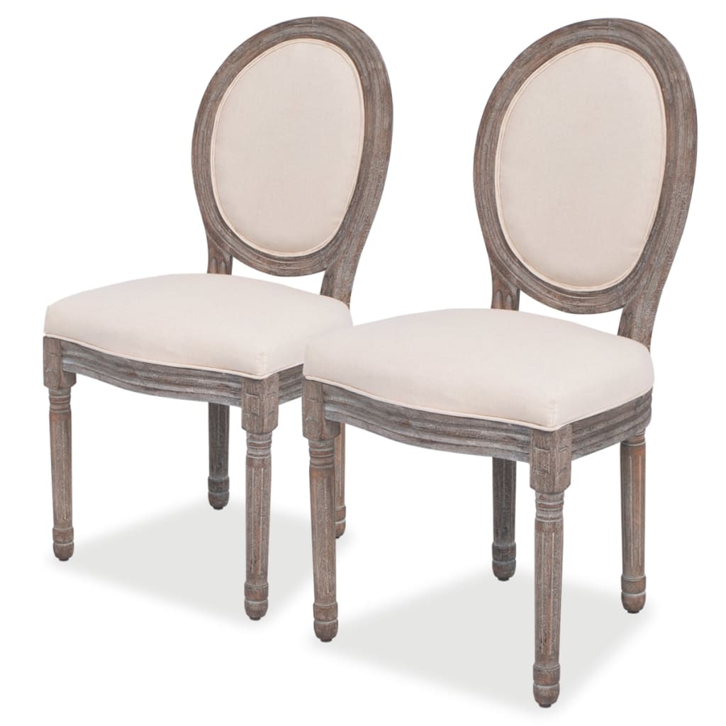 Eetkamerstoelen 2 st stof crèmekleurig is nu te koop bij PeponiXL, paradijselijk wonen!