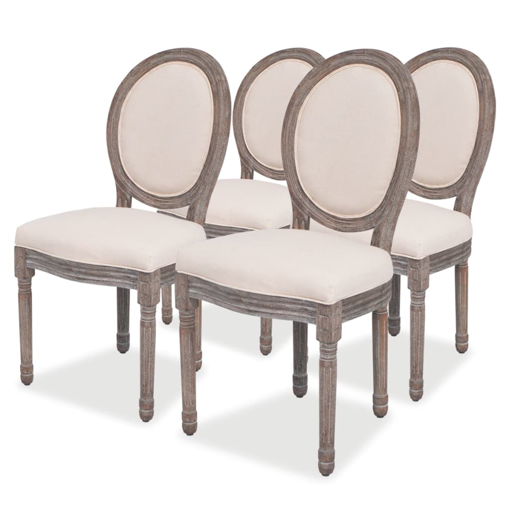 Eetkamerstoelen 4 st stof crèmekleurig is nu te koop bij PeponiXL, paradijselijk wonen!