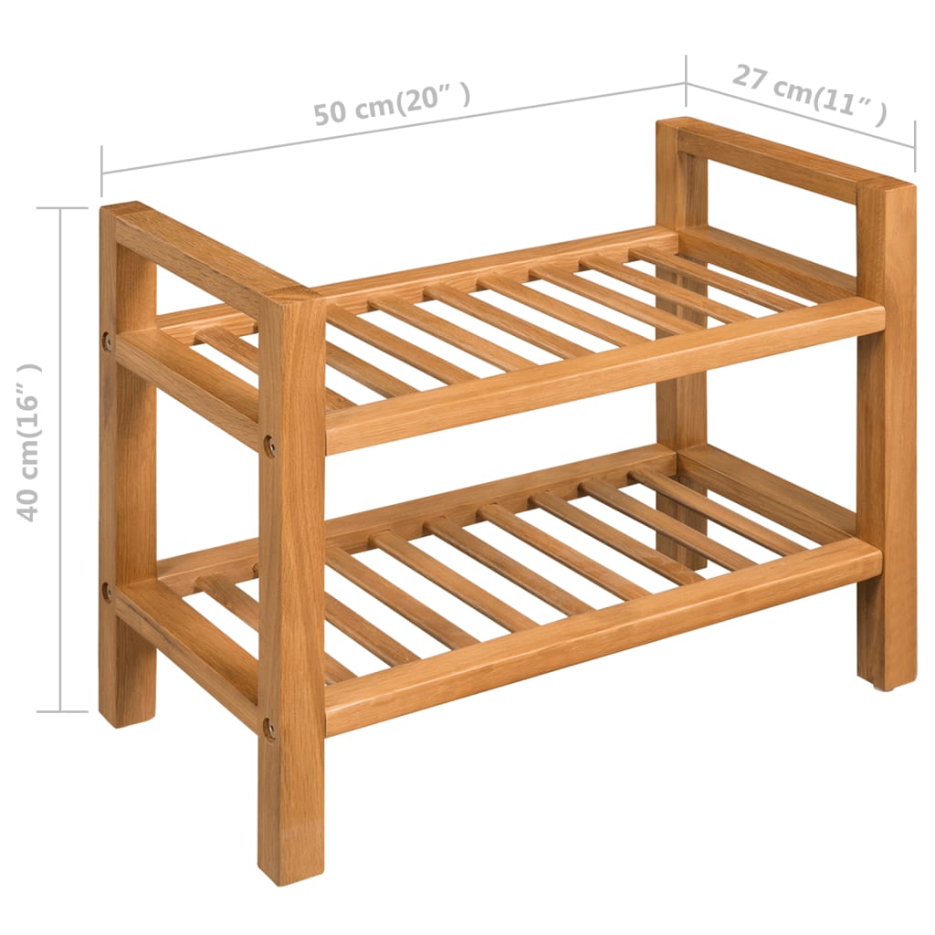 Schoenenrek met 2 schappen 50x27x40 cm massief eikenhout is nu te koop bij PeponiXL, paradijselijk wonen!