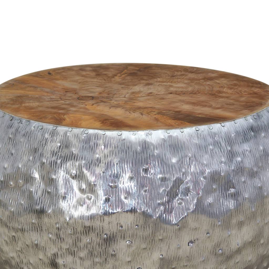Salontafel 60x60x30 cm aluminium teakhout is nu te koop bij PeponiXL, paradijselijk wonen!
