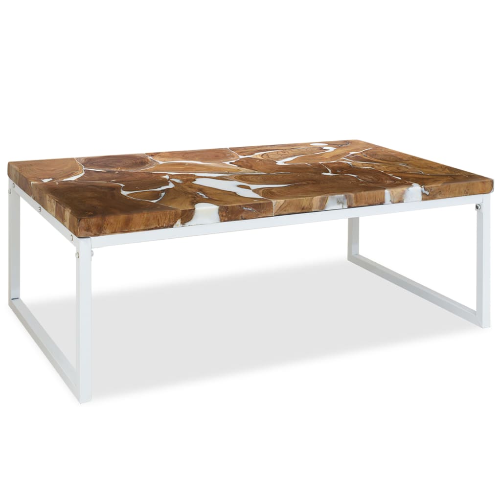 Salontafel 110x60x40 cm teakhout en hars is nu te koop bij PeponiXL, paradijselijk wonen!