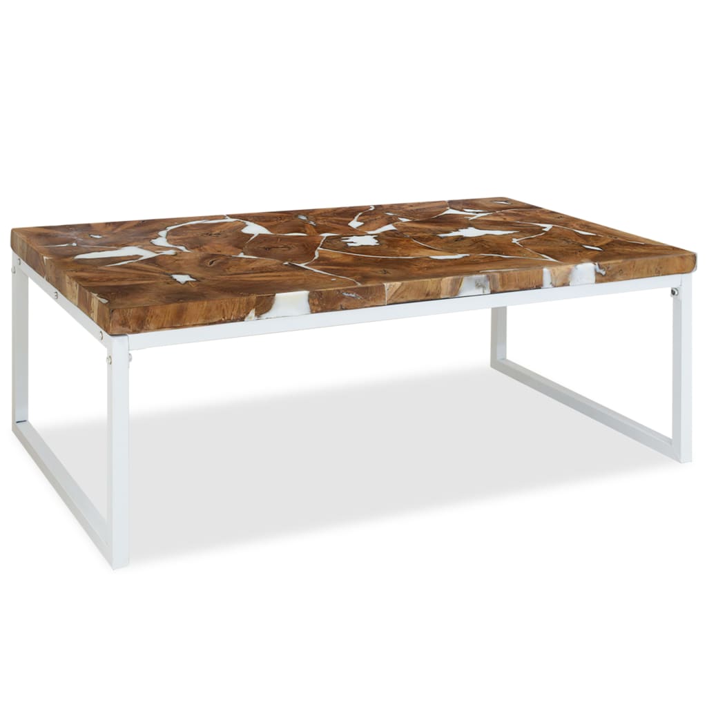 Salontafel 110x60x40 cm teakhout en hars is nu te koop bij PeponiXL, paradijselijk wonen!