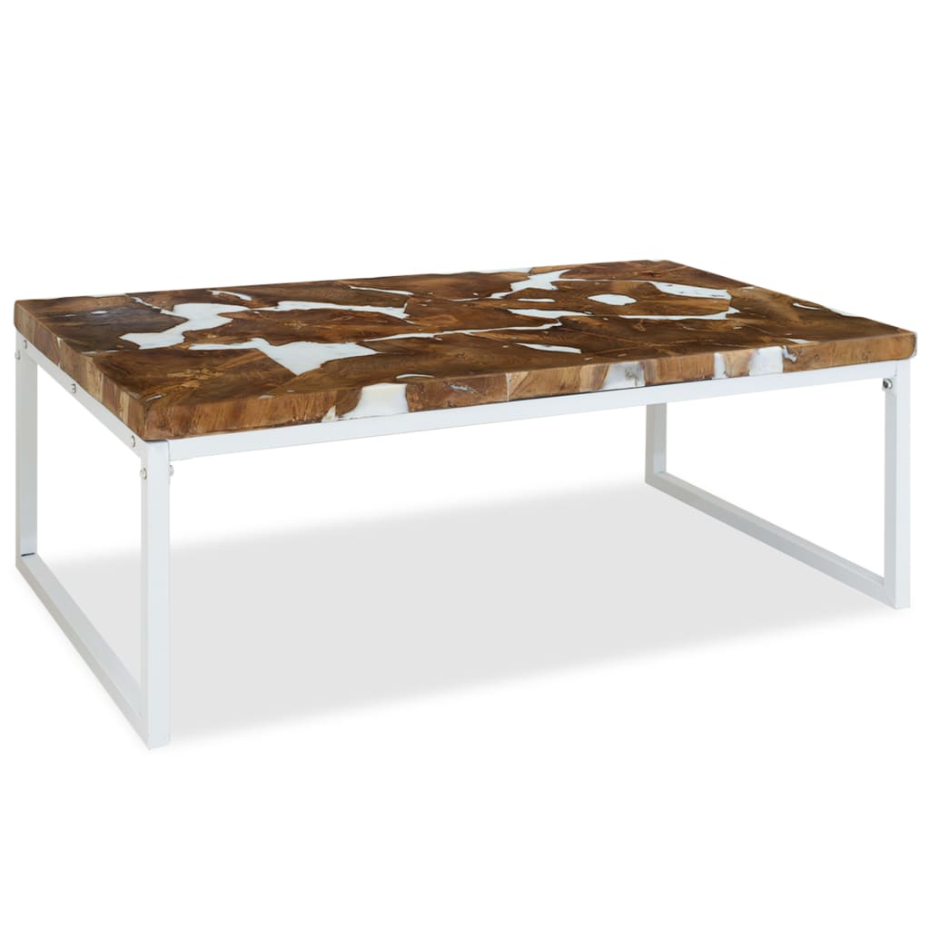 Salontafel 110x60x40 cm teakhout en hars is nu te koop bij PeponiXL, paradijselijk wonen!